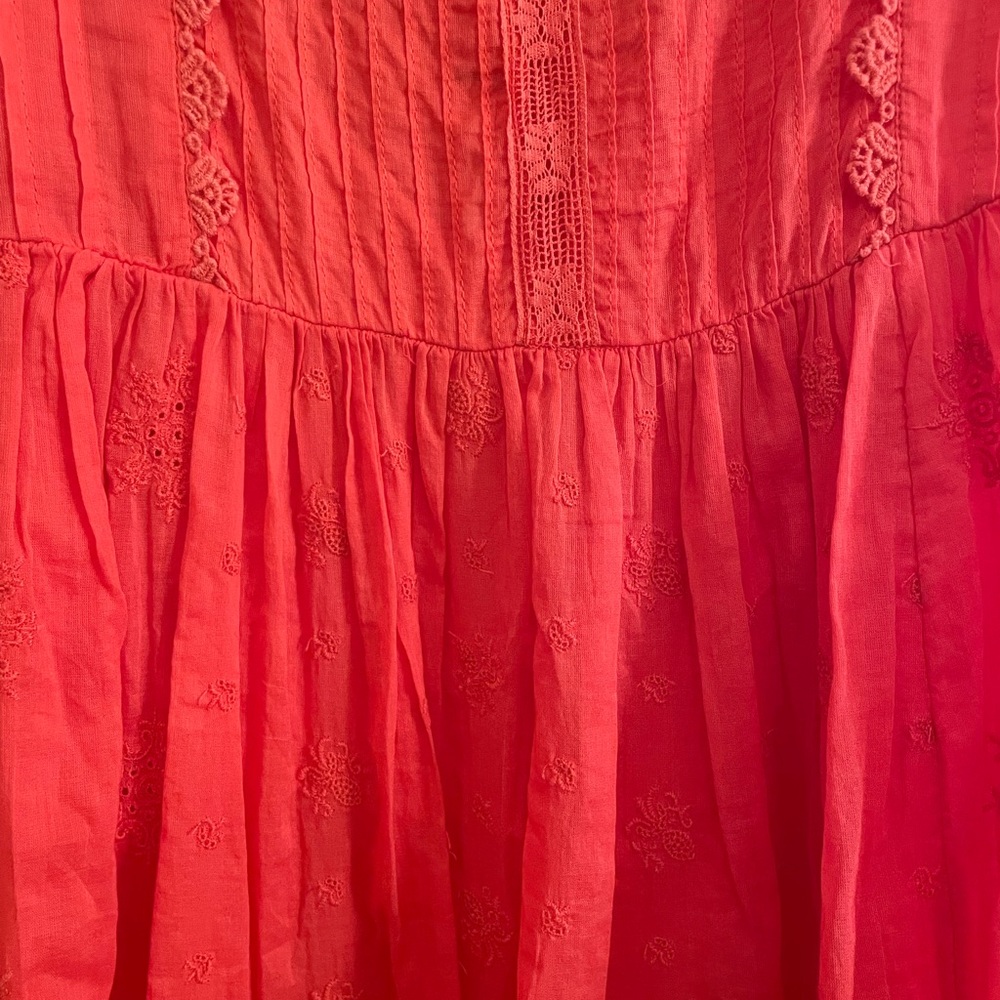 FREE PEOPLE Nobody Like You Embroidered Mini Dress in Coral - Picture 9 of 14